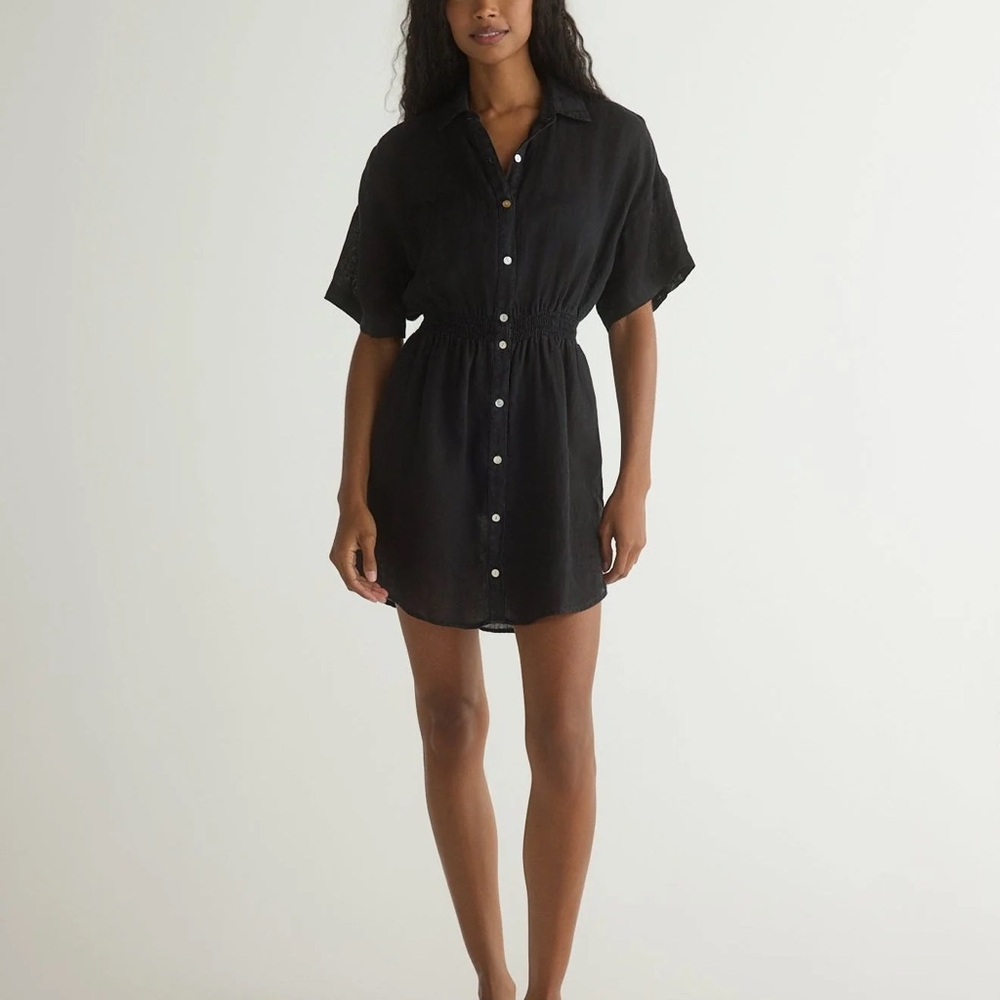 Bella Dahl Black Button-Front Mini Dress